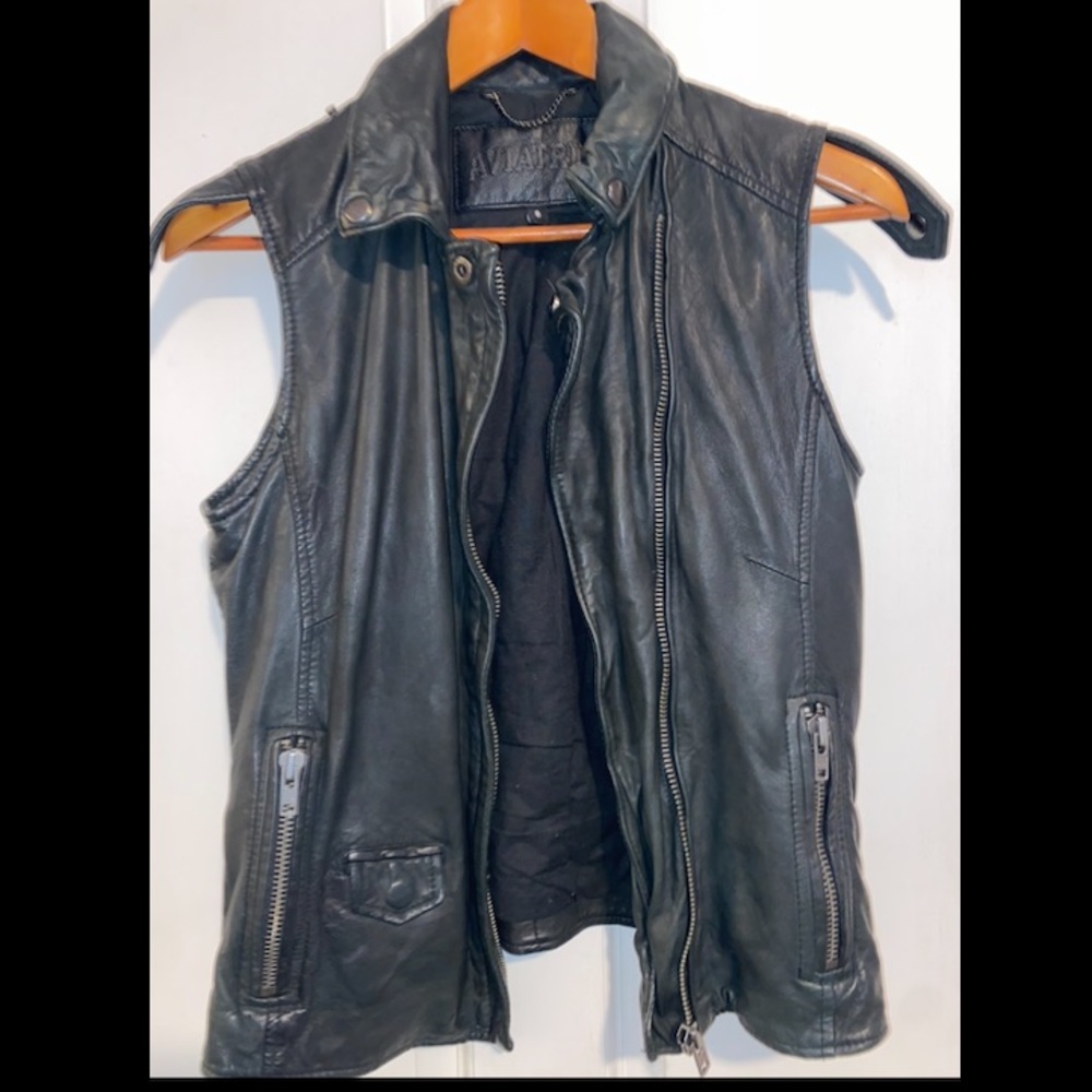 Avriatrix 100% leather moto-style vest, sz 8